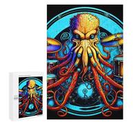 Creative Challenge - Octopus Drummer Cosmic Rhythm Master, 1000 PCS, Wooden Art Puzzle, Winter Gift - for A Rewarding Weekend Challenge