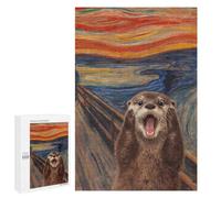 Creative Challenge - Otter Screaming in Edvard Munch's The Scream, 1000 PCS, Wooden Brain Teaser for Adults, Festive Gift for Adults, for Mindful Indoor Entertainment