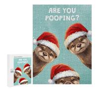 Creative Challenge - Otters Funny Christmas Are You Pooping, 500 PCS, Decorative Wooden Puzzle, Winter Gift, with A Decorative Finished Picture