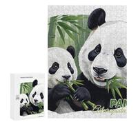 Creative Challenge - Panda's Eating Bamboo Illustration, 300 PCS, Wooden Brain Teaser for Adults, Festive Gift for Adults, for Mindful Indoor Entertainment