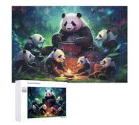 Creative Challenge - Pandas Roasting Marshmallows in The Forest, 1000 PCS, Displayable Picture Puzzle, Year-End Present; for Couples, Friends And Family