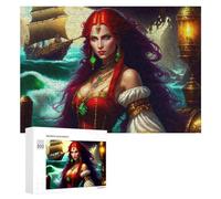 Creative Challenge - Pirate Queen's Treasure, 300 PCS, Displayable Picture Puzzle, Year-End Present; for Couples, Friends And Family