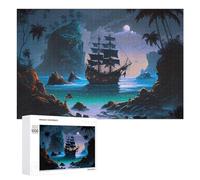 Creative Challenge - Pirate Ship at Moonlit Cove, 1000 PCS, Challenging Puzzle for Adults, Holiday-Season Gift, for Relaxing Solo Or Group Play