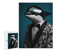 Creative Challenge - Portrait of The Orca in Suit, 500 PCS, Displayable Picture Puzzle, New Year Party Activity - for A Rewarding Weekend Challenge