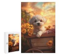Creative Challenge - Puppy in A Wagon, 1000 PCS, Wooden Jigsaw Puzzle for Adults, Screen-Free Activity - for Quiet Evenings And Focused Play