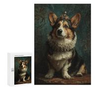 Creative Challenge - Royal Corgi Portrait-1, 300 PCS, Wooden Art Puzzle, New Year Decoration; for Couples, Friends And Family