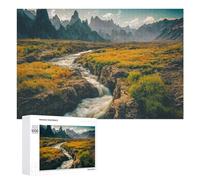Creative Challenge - Rugged Mountain Landscape with Flowing River, 1000 PCS, Adult Tabletop Puzzle, New Year Puzzle Gift; for Shared Table Time