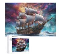 Creative Challenge - Sailing Through Celestial Skies, 1000 PCS, Displayable Picture Puzzle, Winter Gift; for Shared Table Time