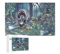 Creative Challenge - Skunk in The Forest with Champagne, 1000 PCS, Displayable Picture Puzzle, Year-End Present; for Couples, Friends And Family