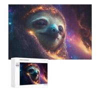 Creative Challenge - Sloth in Space Cosmic Adventure -1, 1000 PCS, Displayable Picture Puzzle, Year-End Present; for Couples, Friends And Family