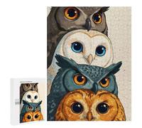 Creative Challenge - Stack of Cute Owls, 500 PCS, Wooden Art Puzzle, Gift for Winter Evenings - for Quiet Evenings And Focused Play