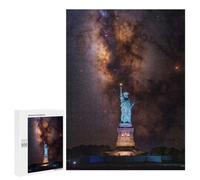 Creative Challenge - Statue of Liberty Under The Milky Way, 500 PCS, Adult Wooden Jigsaw, Winter Gift; for Couples, Friends And Family