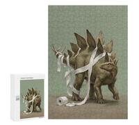 Creative Challenge - Stegosaurus Wrapped in Toilet Paper, 300 PCS, Wooden Brain Teaser for Adults, New Year Puzzle Gift, with A Decorative Finished Picture