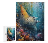 Creative Challenge - The Majestic Manta Ray, 500 PCS, Displayable Picture Puzzle, New Year Party Activity - for A Rewarding Weekend Challenge