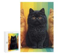 Creative Challenge - Three Kittens on Rainbow Stripes, 1000 PCS, Adult Wooden Jigsaw, Winter Gift; for Couples, Friends And Family