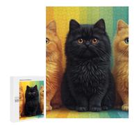 Creative Challenge - Three Kittens on Rainbow Stripes, 500 PCS, Adult Wooden Jigsaw, Winter Gift; for Couples, Friends And Family