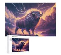 Creative Challenge - Thundering Bison Majesty, 1000 PCS, Decorative Jigsaw for Grown-Ups, New Year Party Activity, with A Decorative Finished Picture