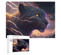 Creative Challenge - Thundering Leopard Wild Power Unleashed -1, 500 PCS, Decorative Jigsaw for Grown-Ups, New Year Party Activity, with A Decorative Finished Picture