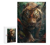 Creative Challenge - Tiger in Tropical Forest, 300 PCS, Displayable Picture Puzzle, New Year Party Activity - for A Rewarding Weekend Challenge