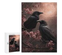 Creative Challenge - Two Ravens on Cherry Blossom Branch, 300 PCS, Wooden Art Puzzle, Gift for Winter Evenings - for Quiet Evenings And Focused Play