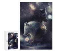 Creative Challenge - Two Wolves in The Moonlight -1, 300 PCS, Challenging Puzzle for Adults, New Year Puzzle Gift - for A Rewarding Weekend Challenge