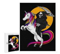 Creative Challenge - Unicorn Riding Grim Reaper, 500 PCS, Wooden Art Puzzle, Holiday-Season Gift, for Mindful Indoor Entertainment