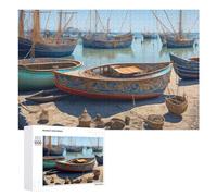 Creative Challenge - Vintage Wooden Boats on The Dock, 1000 PCS, Challenging Puzzle for Adults, Gift for Winter Evenings - to Assemble, Frame And Display