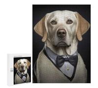 Creative Challenge - Well Dressed Labrador 32, 500 PCS, Wooden Brain Teaser for Adults, New Year Puzzle Gift, with A Decorative Finished Picture