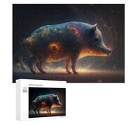 Creative Challenge - Whirlwind of Light A Mystical Pig, 300 PCS, Challenging Puzzle for Adults, Gift for Winter Evenings - to Assemble, Frame And Display