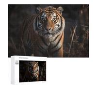 Creative Challenge - Wild Tiger Stalking Through Shadows, 1000 PCS, Wooden Jigsaw Puzzle for Adults, Gift for Winter Evenings, for Relaxing Solo Or Group Play