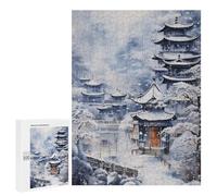 Creative Challenge - Winter Temple Landscape, 500 PCS, Decorative Wooden Puzzle, Winter Gift, with A Decorative Finished Picture