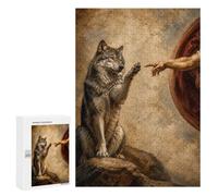Creative Challenge - Wolf And God's Hand, 300 PCS, Wooden Art Puzzle, Gift for Winter Evenings - for Quiet Evenings And Focused Play
