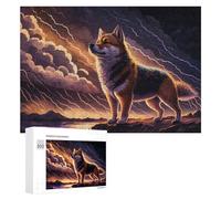 Creative Challenge - Wolf Spirit in Stormy Night, 300 PCS, Decorative Jigsaw for Grown-Ups, Seasonal Home Décor, for Mindful Indoor Entertainment
