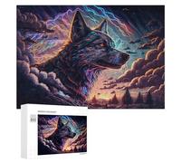Creative Challenge - Wolf Spirit in Stormy Sky, 300 PCS, Adult Picture Puzzle, New Year Decoration, with A Decorative Finished Picture