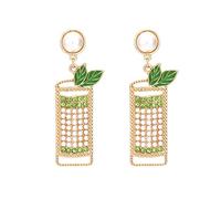 Creative Champagne Wine Glass Earrings, Shiny Crystal Rhinestone Beads, Wine Bottle Earrings for Women and Girls, Metal, Alloy