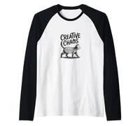 Creative Chaos Cat Scribble Art Raglan Baseball Tee
