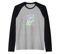 Creative Chaos Cat Scribble Art Raglan Baseball Tee