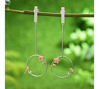 Creative Chinese Style S925 Sterling Silver Flower And Bird Water Drop Earrings S925 Sterling Silver Earrings Fashion Design Earrings As Shown(As Shown b) (As Shown b)
