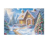 Creative Christmas Cabin Tree Winter Snow Path Forest Outdoor 1000 Piece Adult Jigsaw Puzzle Fun Engaging Stimulating Perfect Hobby for Adults 1000 PCS（75x50cm）