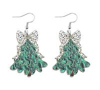 Creative Christmas Dangle Earrings Wooden Gingerbread Man Christmas Tree Book Gift Box Disco Ball Earrings, S, Wood, No Gemstone