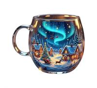 Creative Christmas Mugs Stained Glass Coffee Mug, Uniques Painted Glass Mugs Drinking Coffee Cup, Festive Coffees Tea Milk Cup Glasses Drinkware for Friends Family Boys and Girls