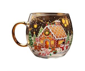 Creative Christmas Mugs Stained Glass Coffee Mug, Uniques Painted Glass Mugs Drinking Coffee Cup, Festive Coffees Tea Milk Cup Glasses Drinkware for Friends Family Boys and Girls