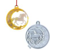 Creative Christmas Tree Ornament Horse Shaped Round Pendant Silicone Mold Hanging Accessories Epoxy Resin Mold Christmas Tree Accessories