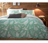 Furn. Moorland Birds Double Duvet Cover Set, Cotton, Polyester, Green