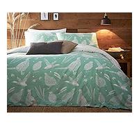 Creative Cloth Moorland Birds Duvet Set, Polycotton, Green, Superking