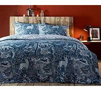 Creative Cloth Winter Woods Duvet Set, Polycotton, Midnight Blue, Double