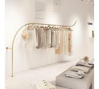 Creative Clothes Display Rack for Boutiques, Heavy Duty Metal Wall Mounted Garment Rail - Creative Arc Shape Design Display Stand - Ideal for Retail Stores and Commercial Use, Gold ( Size : 250cm )