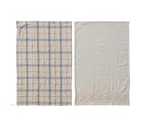 Creative Co-Op 2-Piece Woven Tea Towels with Metallic Thread Embroidery and Beads, Natural, Gold and Grey