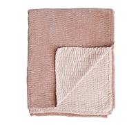 Creative Co-op Cotton Velvet Kantha Stitch, Peach Throw Blanket, Pink