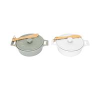 Creative Co-Op DA2320SET Stoneware Brie Bakers with Lids & Wood Spreaders, Set of 2 Colors